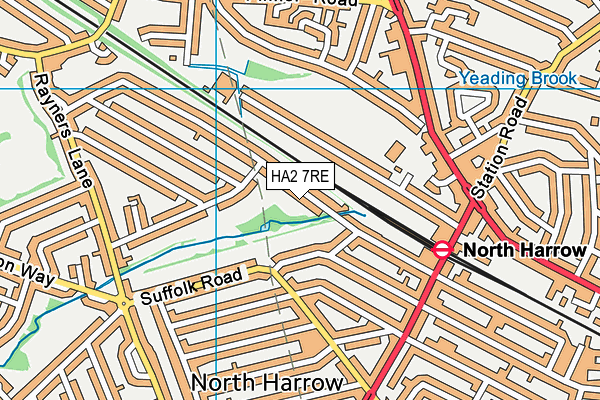 HA2 7RE map - OS VectorMap District (Ordnance Survey)