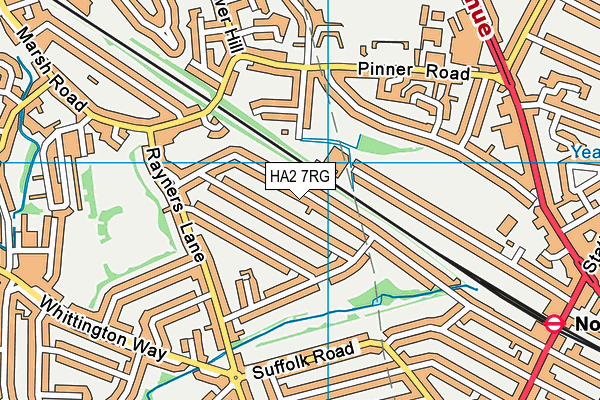 HA2 7RG map - OS VectorMap District (Ordnance Survey)