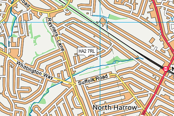 HA2 7RL map - OS VectorMap District (Ordnance Survey)