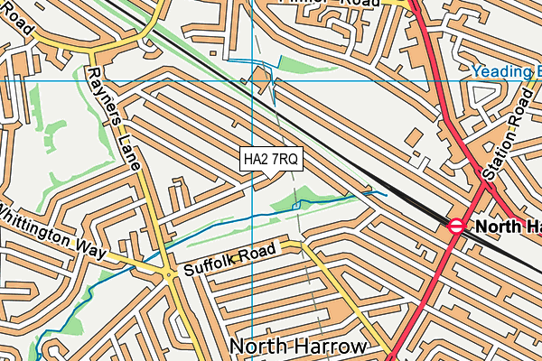 HA2 7RQ map - OS VectorMap District (Ordnance Survey)