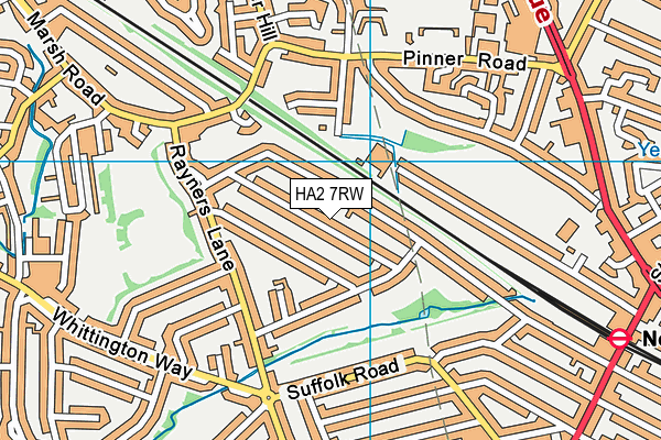 HA2 7RW map - OS VectorMap District (Ordnance Survey)