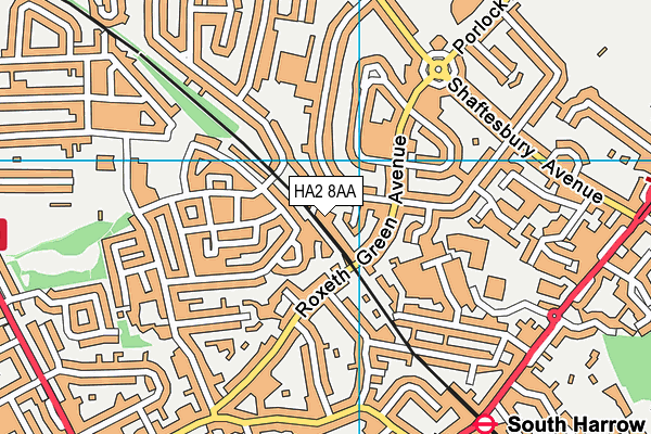 HA2 8AA map - OS VectorMap District (Ordnance Survey)