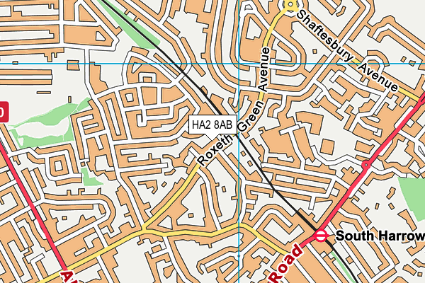 HA2 8AB map - OS VectorMap District (Ordnance Survey)