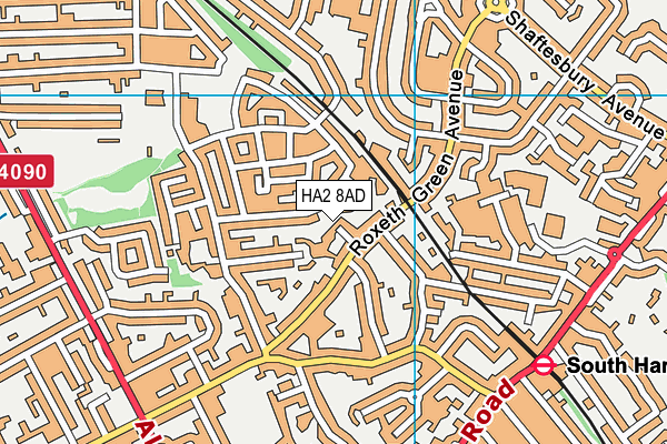 HA2 8AD map - OS VectorMap District (Ordnance Survey)