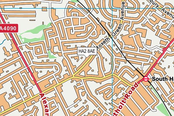 HA2 8AE map - OS VectorMap District (Ordnance Survey)