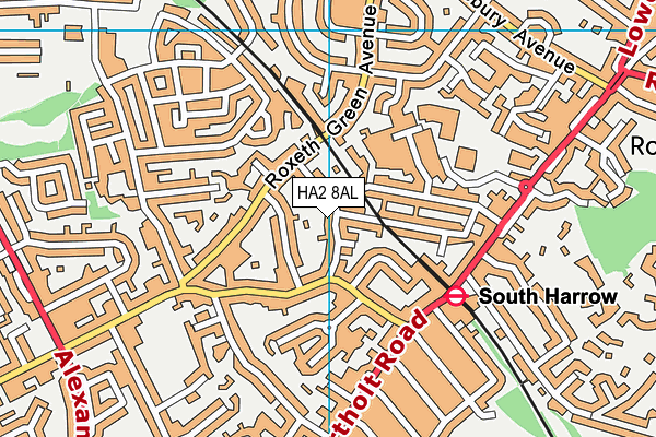 HA2 8AL map - OS VectorMap District (Ordnance Survey)