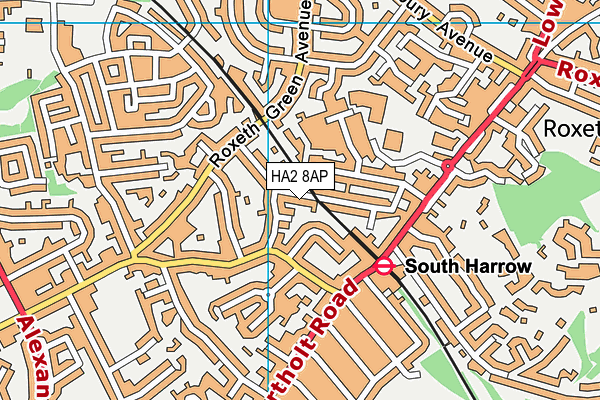 HA2 8AP map - OS VectorMap District (Ordnance Survey)