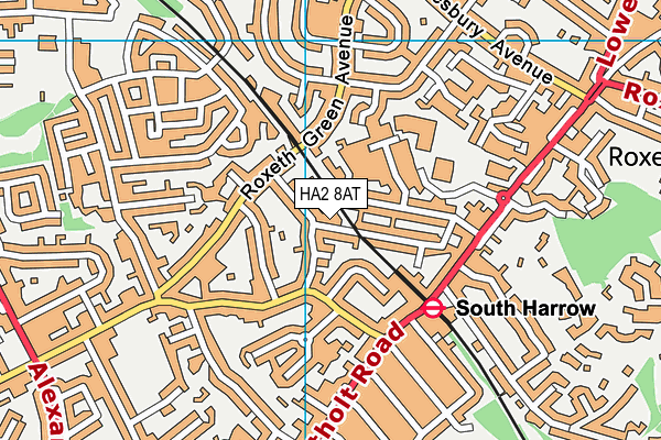 HA2 8AT map - OS VectorMap District (Ordnance Survey)