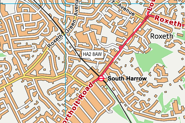 HA2 8AW map - OS VectorMap District (Ordnance Survey)