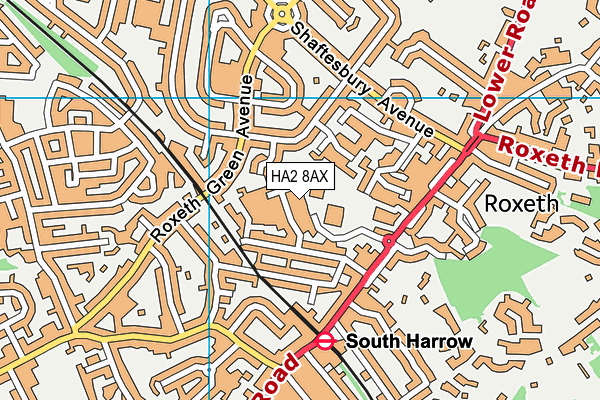 HA2 8AX map - OS VectorMap District (Ordnance Survey)
