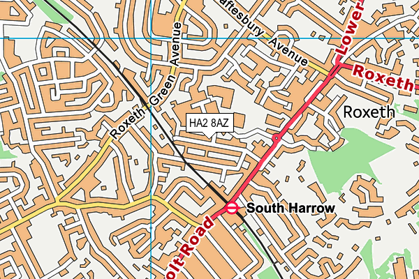 HA2 8AZ map - OS VectorMap District (Ordnance Survey)