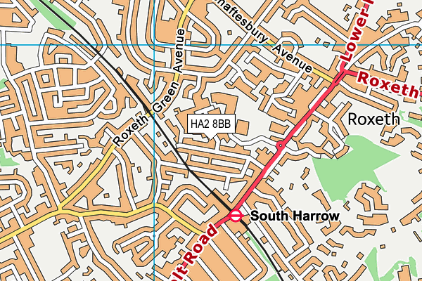 HA2 8BB map - OS VectorMap District (Ordnance Survey)