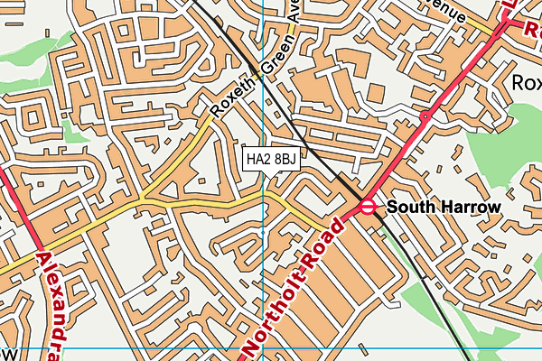 HA2 8BJ map - OS VectorMap District (Ordnance Survey)