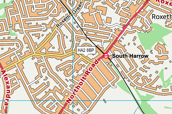 HA2 8BP map - OS VectorMap District (Ordnance Survey)