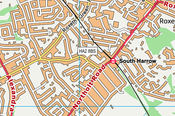 HA2 8BS map - OS VectorMap District (Ordnance Survey)