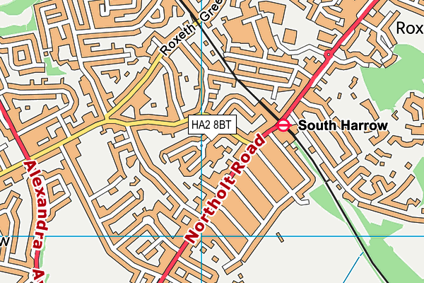 HA2 8BT map - OS VectorMap District (Ordnance Survey)