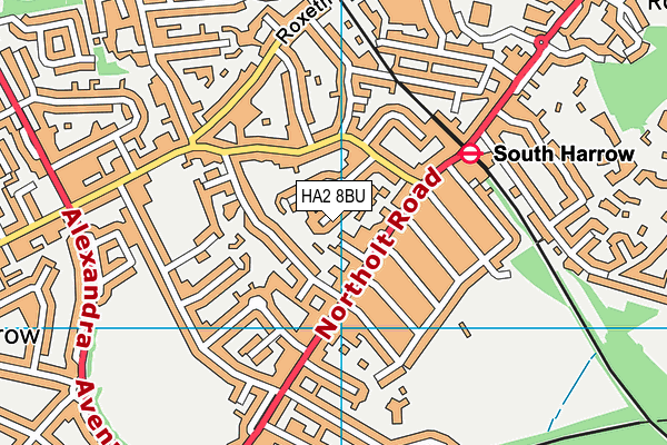 HA2 8BU map - OS VectorMap District (Ordnance Survey)