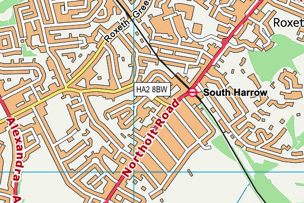 HA2 8BW map - OS VectorMap District (Ordnance Survey)