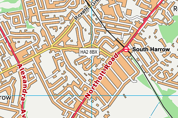 HA2 8BX map - OS VectorMap District (Ordnance Survey)