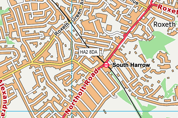 HA2 8DA map - OS VectorMap District (Ordnance Survey)