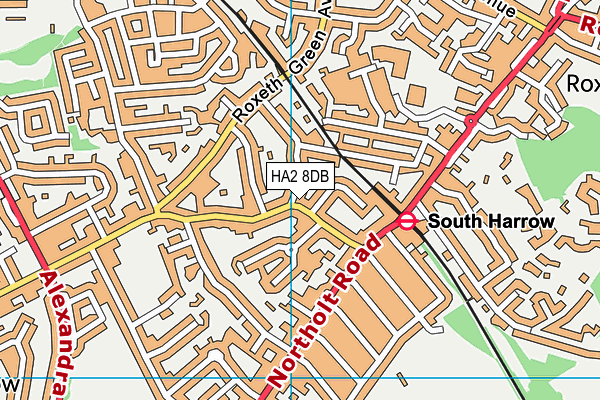 HA2 8DB map - OS VectorMap District (Ordnance Survey)