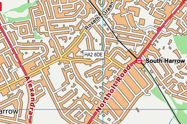 HA2 8DE map - OS VectorMap District (Ordnance Survey)