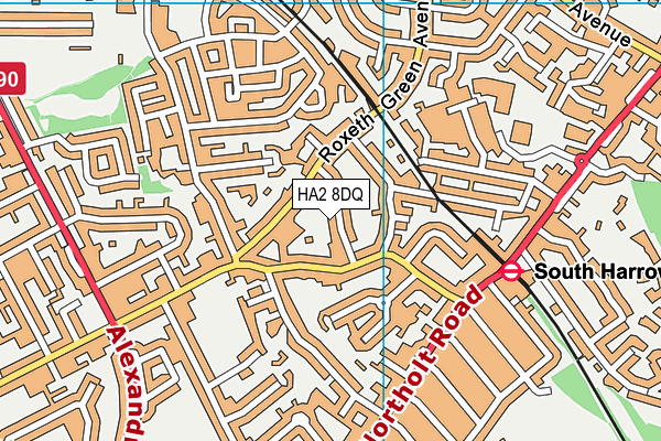 HA2 8DQ map - OS VectorMap District (Ordnance Survey)