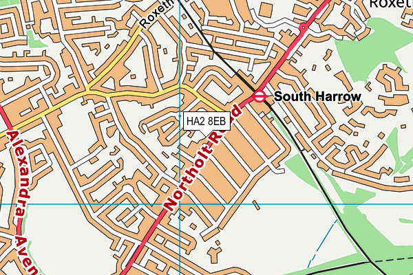 HA2 8EB map - OS VectorMap District (Ordnance Survey)