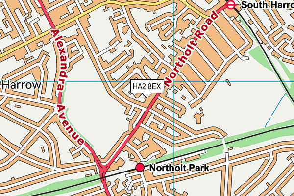 HA2 8EX map - OS VectorMap District (Ordnance Survey)