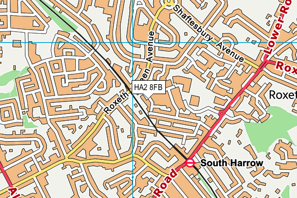 HA2 8FB map - OS VectorMap District (Ordnance Survey)