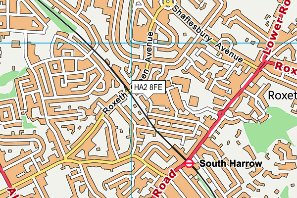 HA2 8FE map - OS VectorMap District (Ordnance Survey)