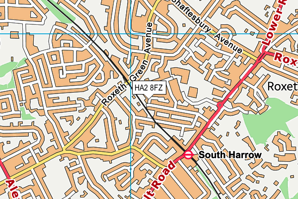 HA2 8FZ map - OS VectorMap District (Ordnance Survey)