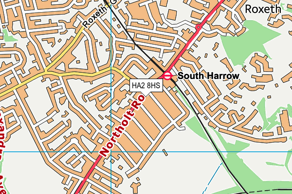 HA2 8HS map - OS VectorMap District (Ordnance Survey)