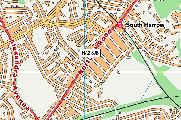 HA2 8JB map - OS VectorMap District (Ordnance Survey)