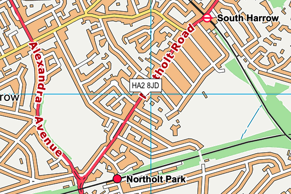 HA2 8JD map - OS VectorMap District (Ordnance Survey)