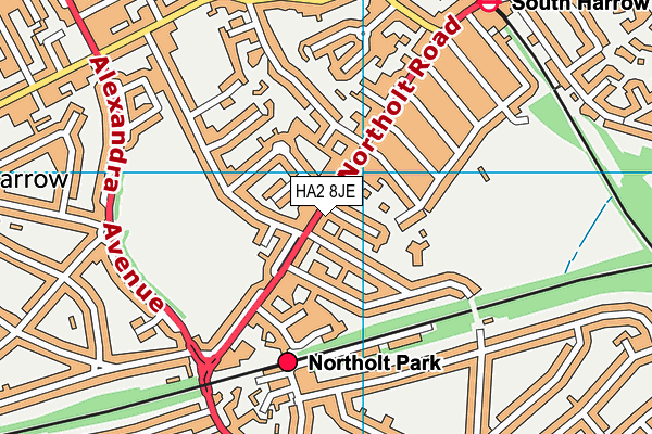 HA2 8JE map - OS VectorMap District (Ordnance Survey)