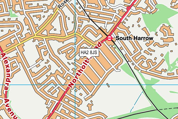 HA2 8JS map - OS VectorMap District (Ordnance Survey)