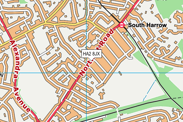 HA2 8JX map - OS VectorMap District (Ordnance Survey)