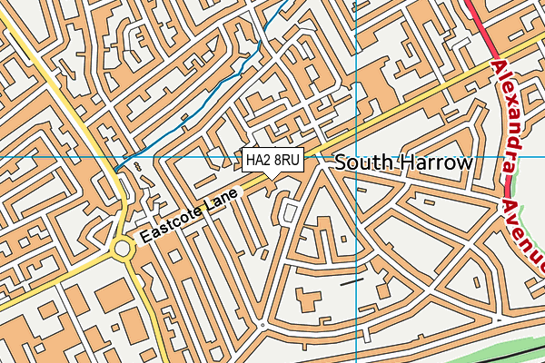 HA2 8RU map - OS VectorMap District (Ordnance Survey)