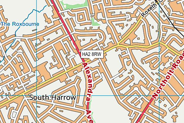 HA2 8RW map - OS VectorMap District (Ordnance Survey)