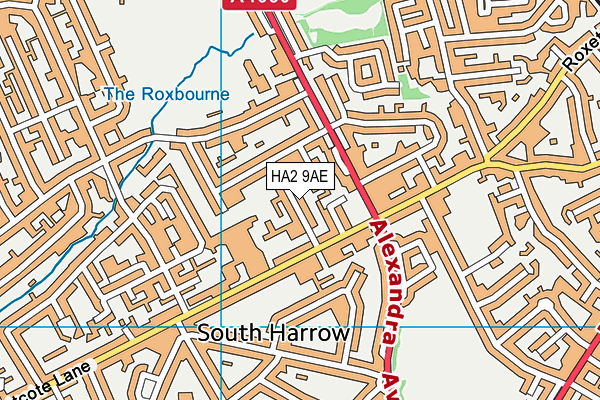 HA2 9AE map - OS VectorMap District (Ordnance Survey)