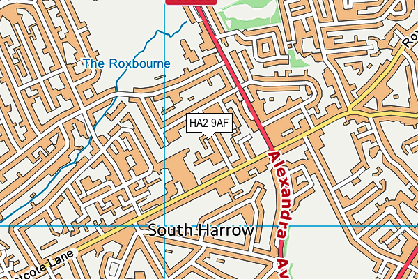 HA2 9AF map - OS VectorMap District (Ordnance Survey)