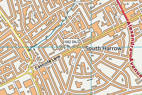 HA2 9AJ map - OS VectorMap District (Ordnance Survey)