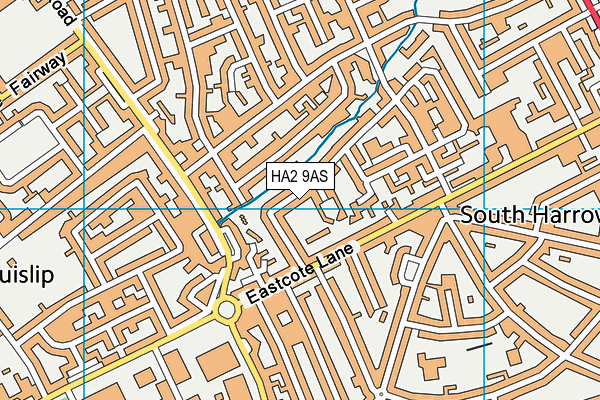 HA2 9AS map - OS VectorMap District (Ordnance Survey)