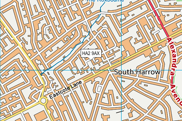 HA2 9AX map - OS VectorMap District (Ordnance Survey)