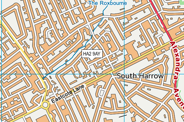 HA2 9AY map - OS VectorMap District (Ordnance Survey)