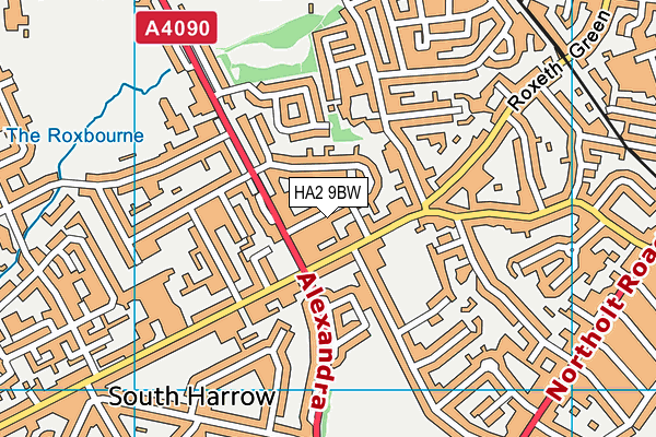 HA2 9BW map - OS VectorMap District (Ordnance Survey)