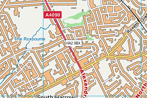 HA2 9BX map - OS VectorMap District (Ordnance Survey)