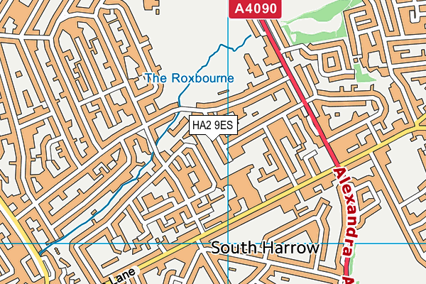 HA2 9ES map - OS VectorMap District (Ordnance Survey)