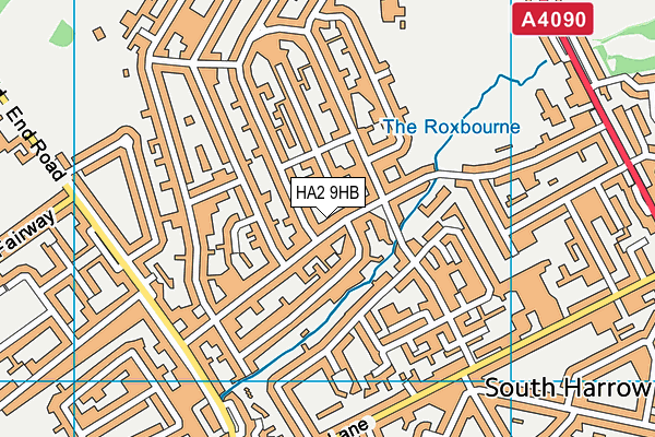 HA2 9HB map - OS VectorMap District (Ordnance Survey)